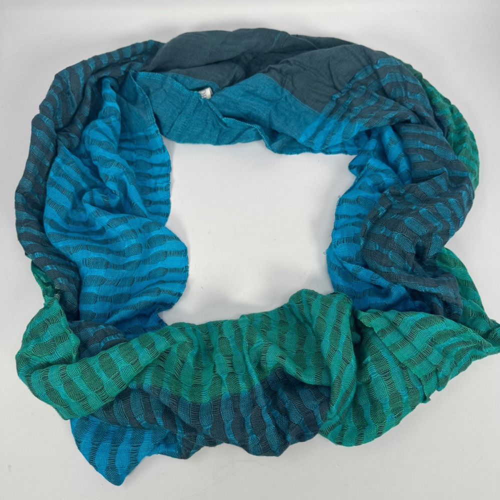 Trades‎ of Hope Teal Green Colorblock Infinity Scarf Textured Loop Viscose Boho